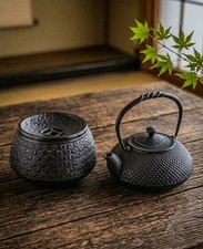 Oitomi Nanbu Tekki Kyusu Teapot & Tea Strainer Set Authentic Rare Item picture