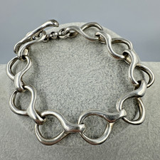 Vtg Robert Lee Morris RLM Sterling Silver Folded Oval Link Bracelet 7.75” 34.8g picture