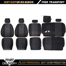 2007-2014 For Chevy Silverado 1500 2500HD Front& Rear Row Cloth Seat Cover Black picture