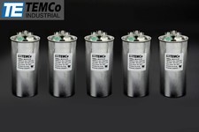 TEMCo 70/7.5 MFD uF Dual Run Capacitor 370 440 vac Volts 5 LOT AC Motor 70+7.5 picture