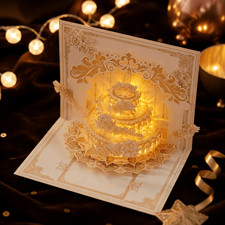 3D Pop‑Up Birthday Card Cake & Flower Design With Music Light And Envelope picture