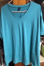SHEIN Women’s Plus XL Blue Solid V-Neck Short Sleeve Pullover T-Shirt New In Bag picture