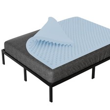 1-inch Queen Blue Gel Infused Memory Foam Mattress Topper Convoluted Egg Shell picture