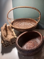 Collection of (3) Antique and Primative Hand Made Baskets picture