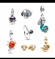 PANDORA Disney The Little Mermaid Silver Charm Lot of 7 792687C01 792688C01 picture