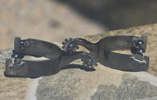 Vintage Greg Darnall GD Black Steel Ranch Spurs Early Circular GD Maker Stamp picture