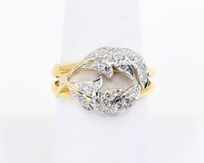 Tiffany & Co Schlumberger Two Leaves Diamond Ring Platinum+Gold Size 7.5 picture