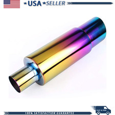 Universal 2 Inlet 3 Outlet Exhaust Muffler Neo Chrome T-304 Stainless Steel, ID picture