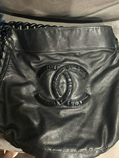 CHANEL Women's Black Shoulder Bag Chain Strap Large Front Logo picture