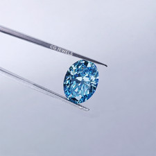 3.50CT Oval Cut Loose Lab Grown Diamond Fancy Blue Color VVS1 Clarity Loose Gems picture