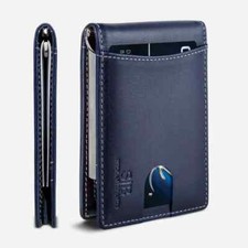 SERMAN BRANDS- Genuine Leather RFID Blocking Slim Minimalist Front Pocket Wallet picture