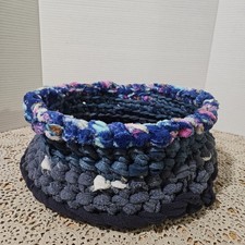 New Handmade Rag Basket Cloth Chunky Crochet/Braided Cat/Dog Bed - Boho OOAK picture