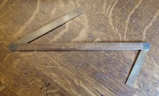 Vintage Stanley No 42 Boxwood Brass Rule Ships Carpenter Square picture
