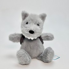 AUTHENTIC ❗ Jellycat Backpack Wolf Rare Plush With Dust Bag NWT 22CM picture