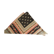 Vintage Desco Japan Scarf Beige Black Red Floral Stripe 26x26 Polyester Japan picture