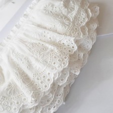 2 Yards Cotton Ruffle Lace Trim Eyelet Lace Fabric for Sewing Embroidery Trim fo picture