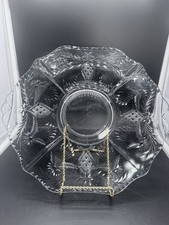 Vintage Cambridge Crystal Triangle C Cut Glass Cake Sandwich Plate 12” picture