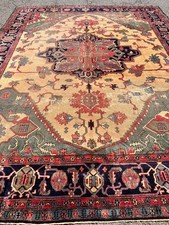 Antique Turkish Heriz Serapi 12' x 15' Hand Knotted Wool Rug picture