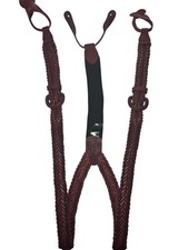 Vintage Vito Rufolo Burgundy Brown Woven Leather Suspenders picture