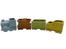 Shawnee Vintage 4 Piece Pottery S.R.R. Train Engine and Cars Planter Set MCM picture