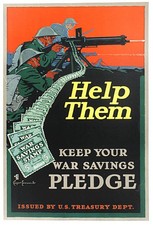 Original WWI Poster - Help Them, Keep your War Savings Pledge - Casper Emerson picture