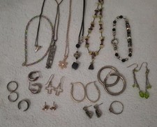 Vintage 925 Sterling Silver Jewelry Lot Necklaces Bracelets Earrings Rings  picture