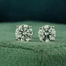 1.80 Ct Round Cut Natural HPHT Diamond Stud Earrings 925 Silver Screw Back picture