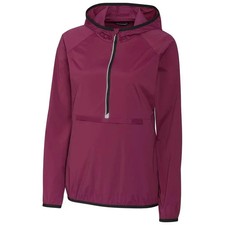 Cutter & Buck Women's Affinity Breaker Half Zip Hooded Popover-Maroon-Large T231 picture