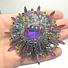 Vintage Juliana Watermelon Heliotrope Domed Brooch Statement Delizza & Elster picture