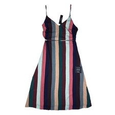 NWT Lulu’s Midi Dress S Multicolor Striped Slimming Fit N Flare Spaghetti Straps picture