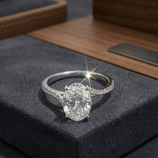 2.18 Ct F VS1 Oval Lab Grown Solitaire Diamond Ring IGI Certified 14k White Gold picture