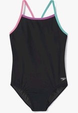 Speedo Junior Youth Size 12 Sports Training One Piece Swimsuit Black  Multicolor picture