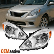 For 2012-2014 Nissan Versa Sedan Halogen Type Headlight OE Style Chrome Pair/Set picture