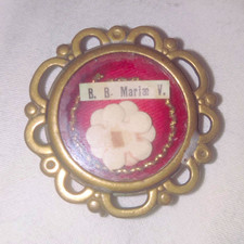 Rare Antique Catholic Reliquary Theca Brass Locket Case B.B. Mariæ V (READ DESC picture