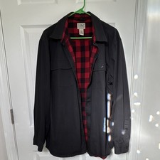 L.L.Bean Traditional Fit Men's L Regular Black Red Plaid Flannel Button-Up picture