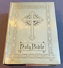 1847 Rogers Bros IS Silverplate Holy Bible Cover New Catholic Edition Douay 1961 picture