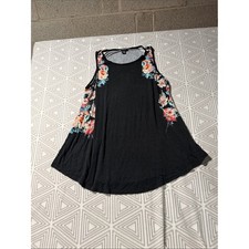 Torrid Black Tank Floral Panels Pink Orange Blue Size 1 Swing Top picture