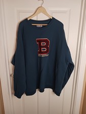 Vintage B.U.M. Equipment Sweatshirt Mens Xxl 2xl Blue Sleeve Logo  90s Letterman picture