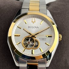 Bulova Surveyor Automatic Watch Silver Tone Dial Two-Tone Men's Watch 98A284 picture