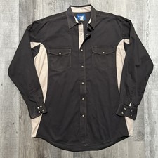 VTG Wrangler Two Tone Brushpopper Western Pearl Snap Shirt Men's 2XL Cowboy picture