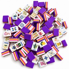 American Mahjong Tiles 160 4 Layer Purple Pink Yellow Acrylic Engraved Set picture