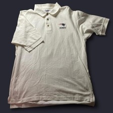 Vintage / Rare Lee Sport USA Made New England Patriots Polo Shirt Medium White picture