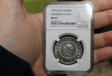 1993 San Marino Italy 500 Lira Silver NGC MS67 University of PIsa picture