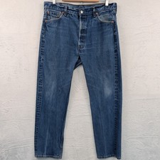 VTG Levi's 501 Jeans 38x34 Red Tab Button Fly Straight Leg Blue  USA Paper Y2K picture