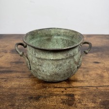 Hammered Copper Antique Pot Rustic 19th Century with Beautiful Detailed Handles picture