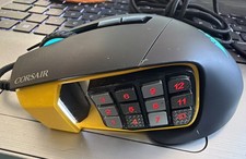 Corsair Scimitar RGB Gaming Mouse Wired Black & Yellow Lights Works Ships Fast picture