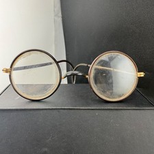 Vintage Windsor Eyeglasses Black Wire Wrap Round Art Deco Frame Small picture