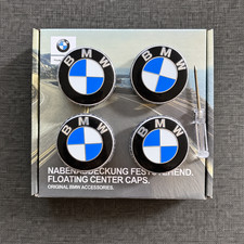 BMW Original Style Blue White Wheel Floating Centre Caps 56mm 68mm Set of 4 picture