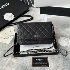 Black Quilted Makeup Bag with Chain Strap | VIP Gift Cosmetic Pouch | New picture