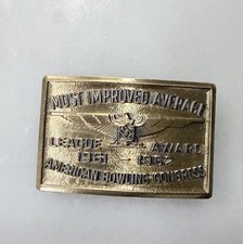 Vintage 1961-62 American Bowling Congress Most Improved Average Award Belt Buckl picture